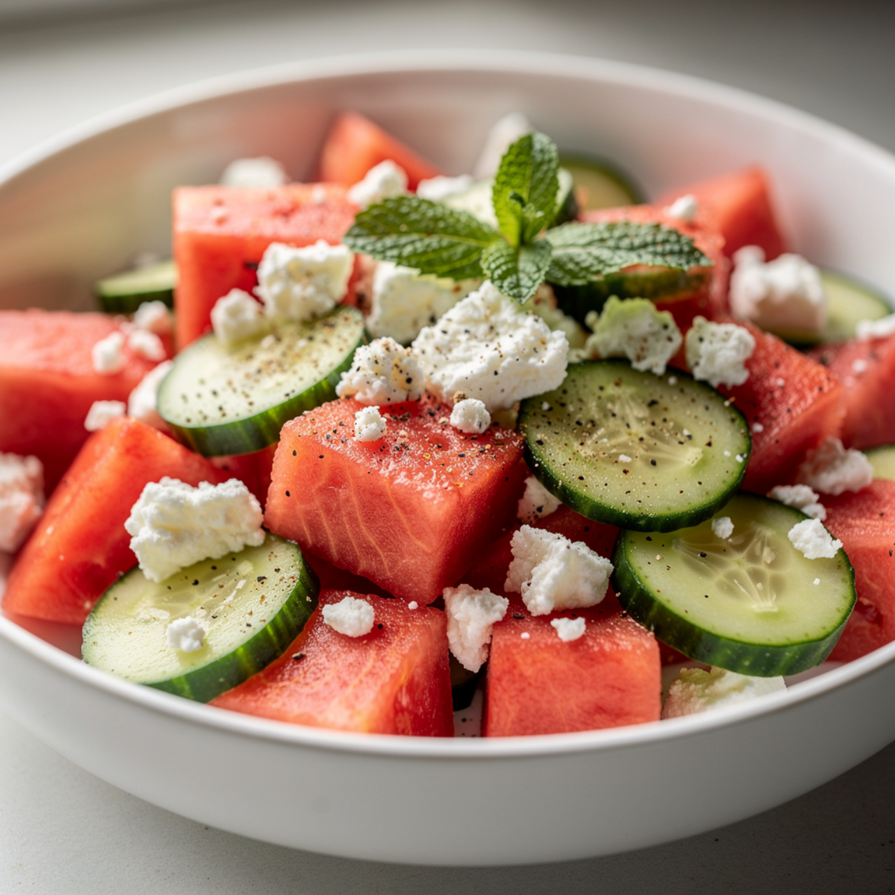 Watermelon Cucumber Feta Salad (Fresh, Easy & Irresistible)
