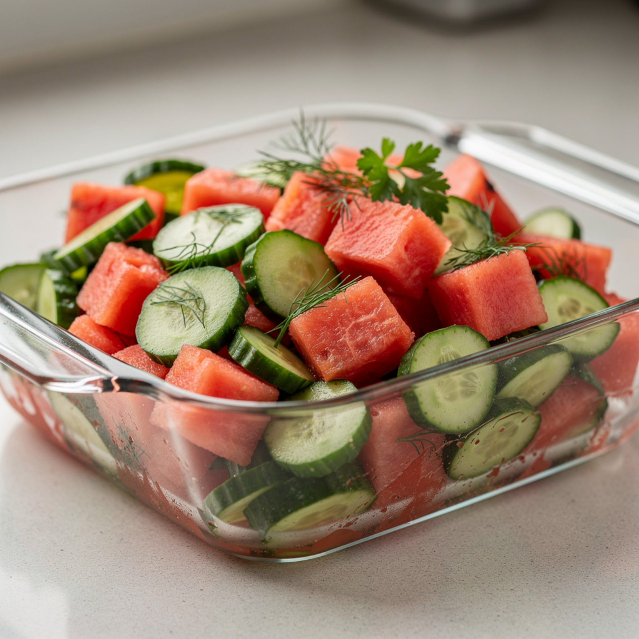 Watermelon and Cucumber Salad with Feta and Fresh Mint