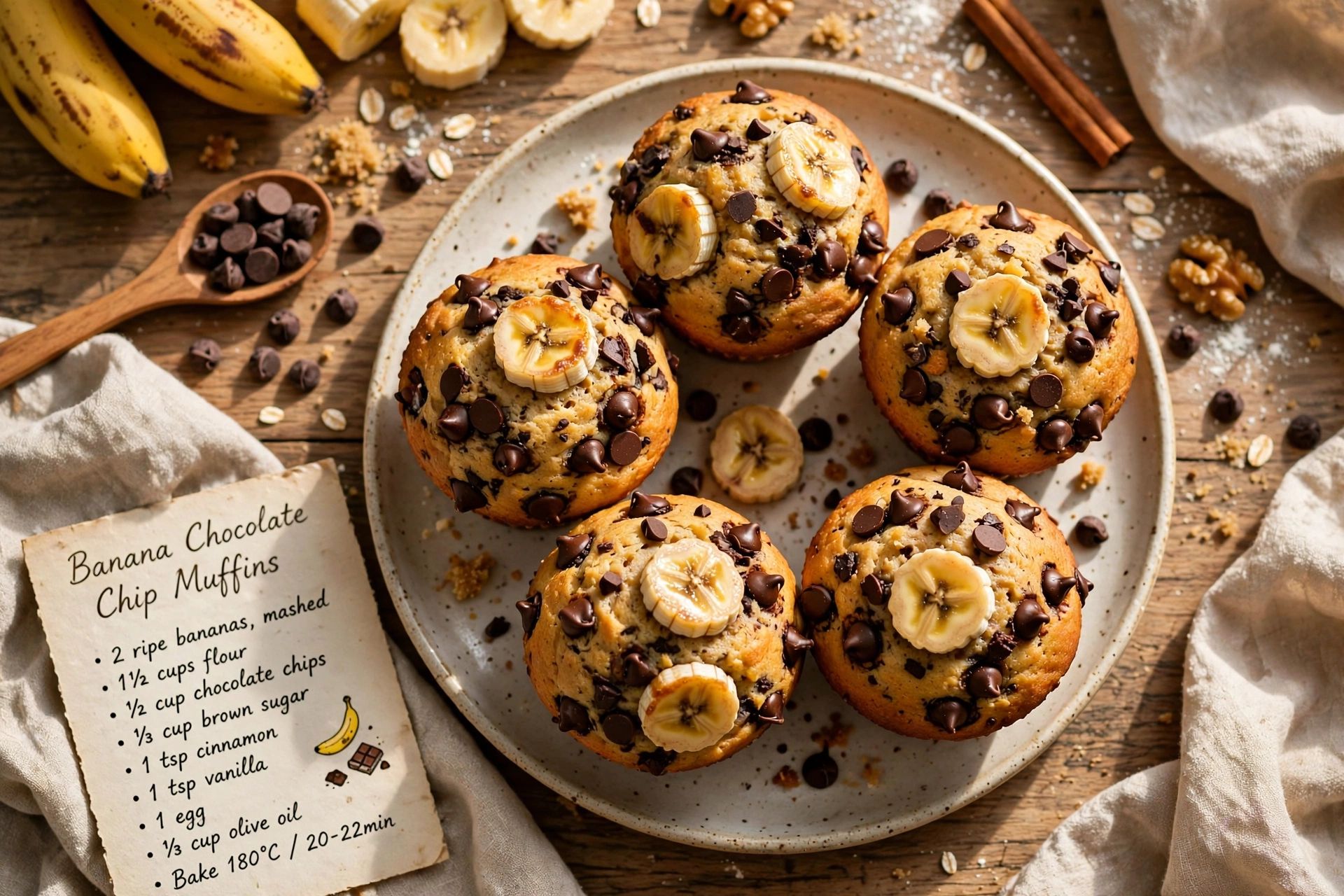 Banana Chocolate Chip Muffins