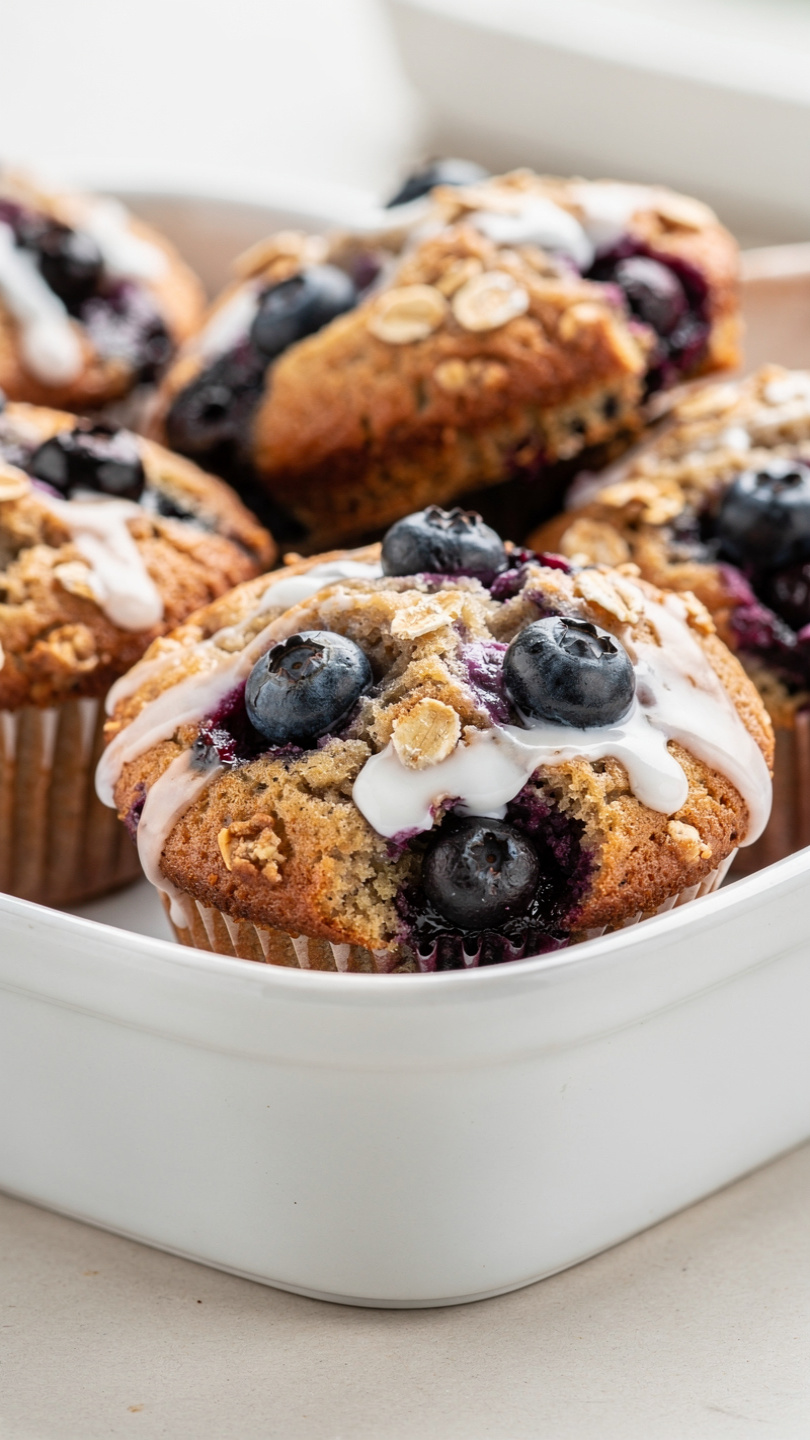 Blueberry Yogurt Oat Muffins