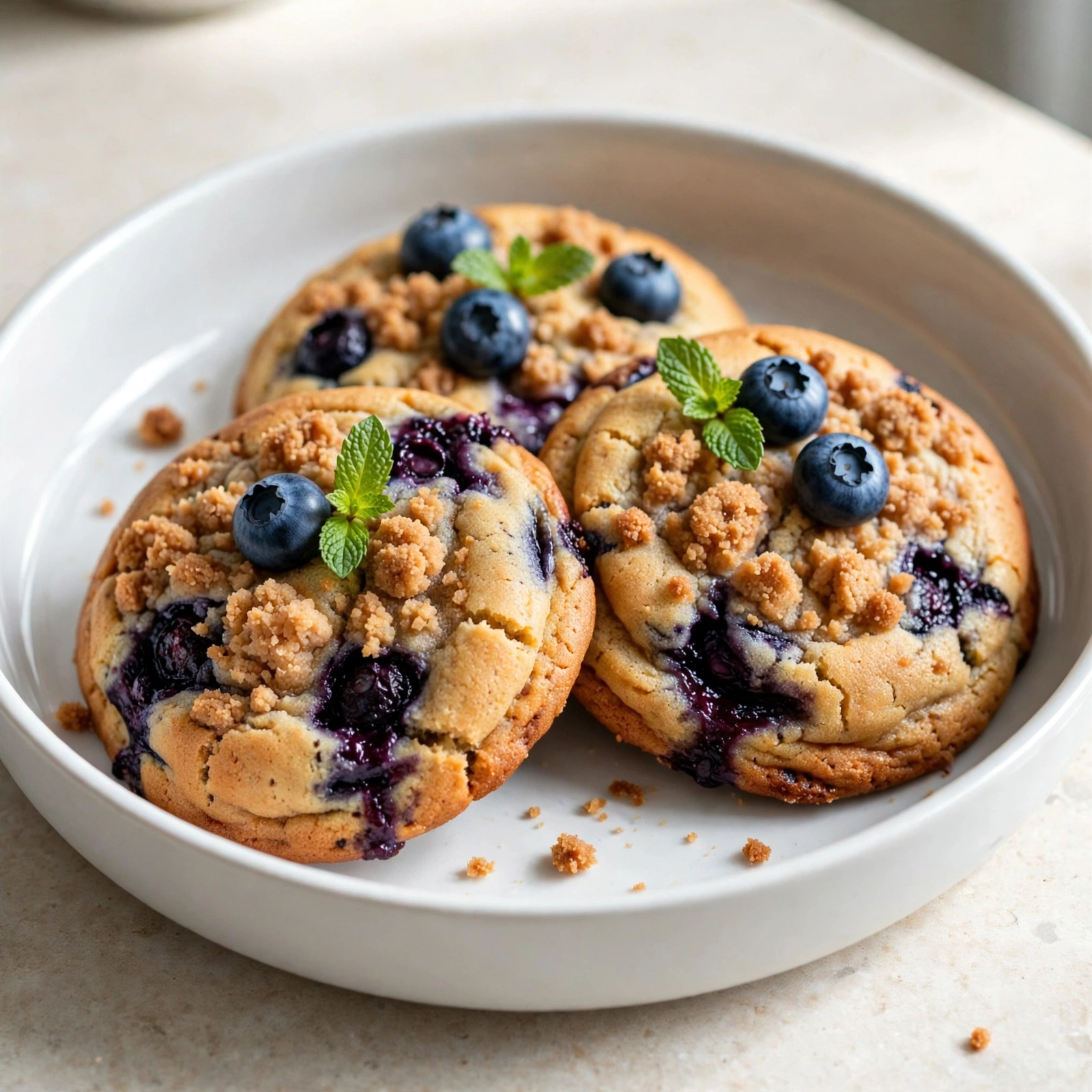Crumbl Blueberry Muffin Cookies with Streusel