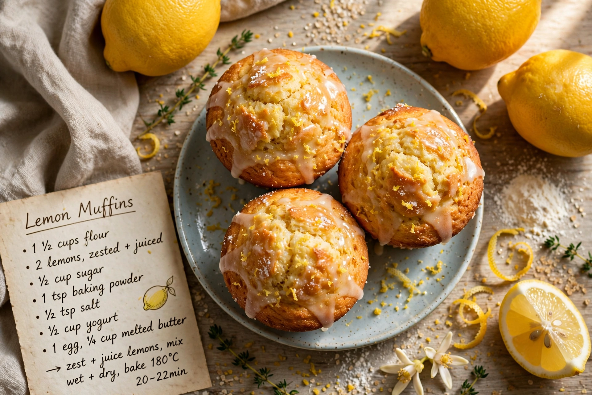 Best Lemon Muffins with Crumb Topping