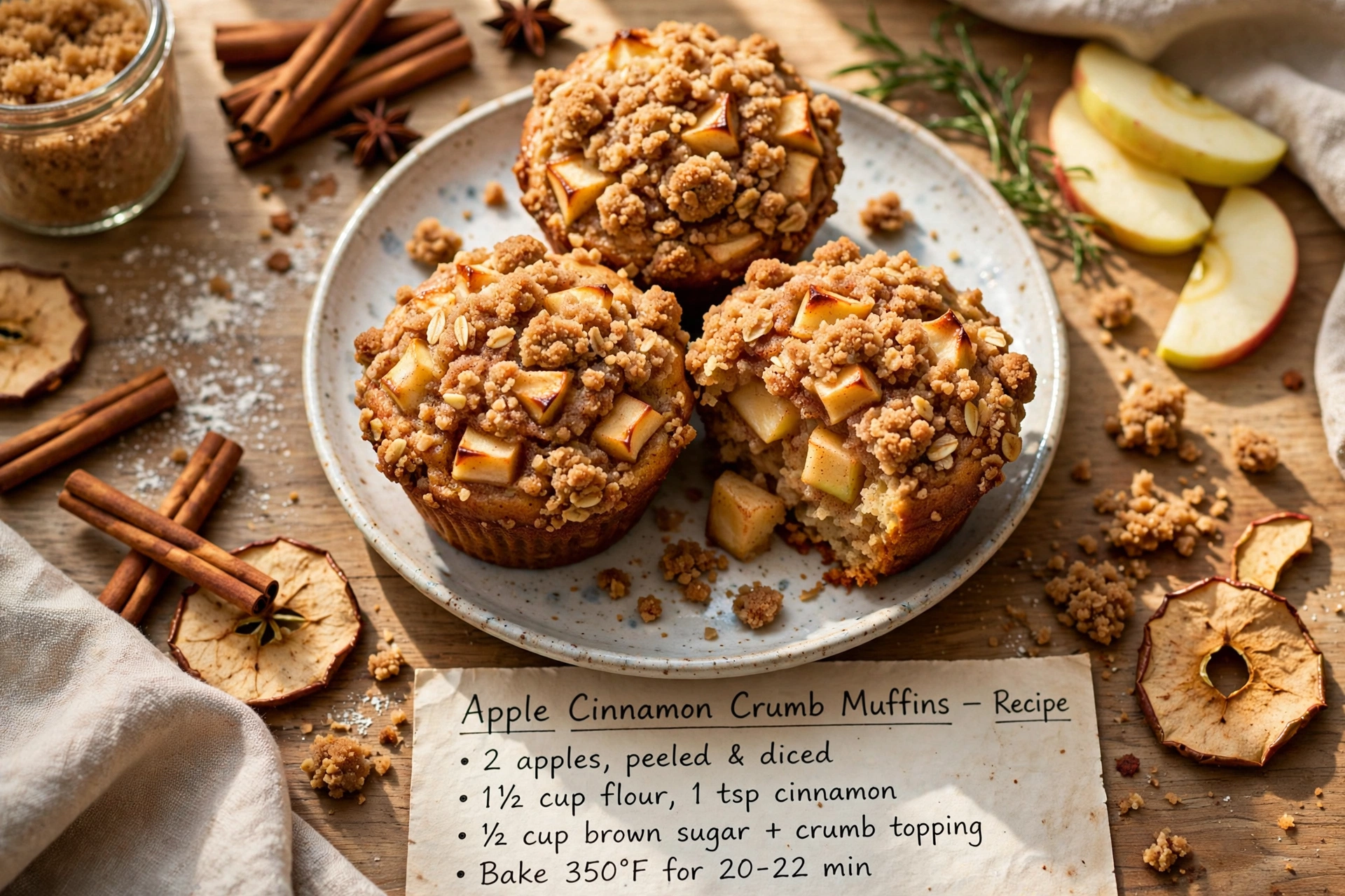 Moist Apple Cinnamon Crumb Muffins